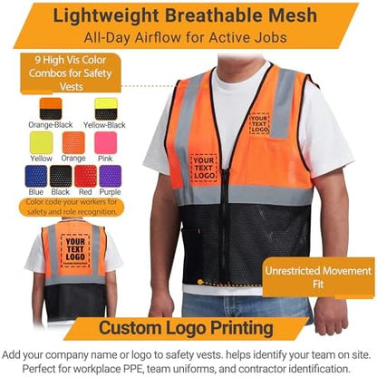 AYKRM 2 Pocket Mesh High Visibility Reflective Safety Vest - Image 3