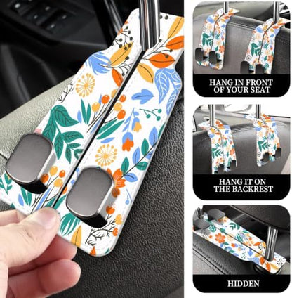 PU Leather Car Seat Hook, Storage Headrest Hanger, Cute Car Backseat Organizer - Image 2