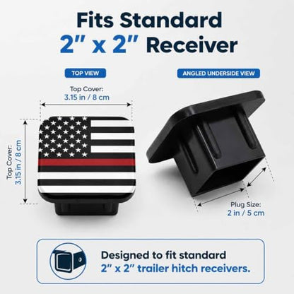 Thin Red Line American Flag Hitch Cover Receiver Tube Hitch Plug Tow Hitch - Image 2