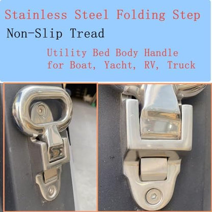 2 Pack Stainless Steel Folding Step, Heavy Duty 304, Non-Slip Tread, Utility - Image 5