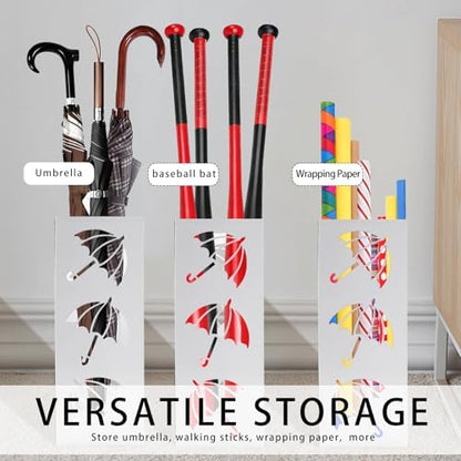 Metal Umbrella Holder, Square Freestanding Umbrella Stand Bucket Storage Indoor - Image 4