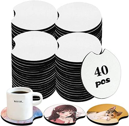 40 PCS Sublimation Blank Car Coasters, 2.75 in Circular Opening Blank by NEOACT
