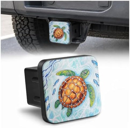 Sea Turtle and Fish Hitch Cover Receiver Tube Hitch Plug, Tool-Free Install Tow by Unknown