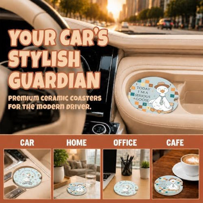 Funny Silly Goose Car Coasters, Boho Sarcastic Coquette Cup Holders - Image 4