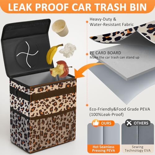 Vankor Car Trash Can with Lid Leak Proof Car Accessories - Image 3
