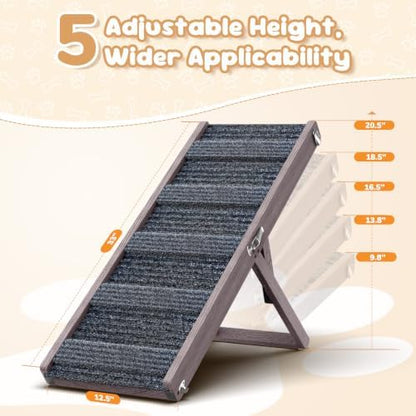 Pawaboo Dog Ramp for Couch Foldable, 5 Ajustable Height from 9.8" to 20.5" - Image 2