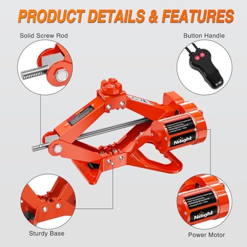 Nilight Electric Car Jack 3 Ton 12V Scissor Lift Jacks - Image 3