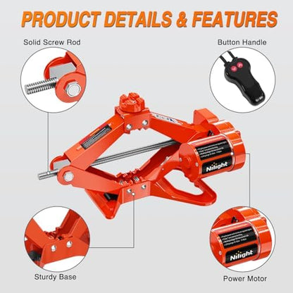 Nilight Electric Car Jack 3 Ton 12V Scissor Lift Jacks - Image 3