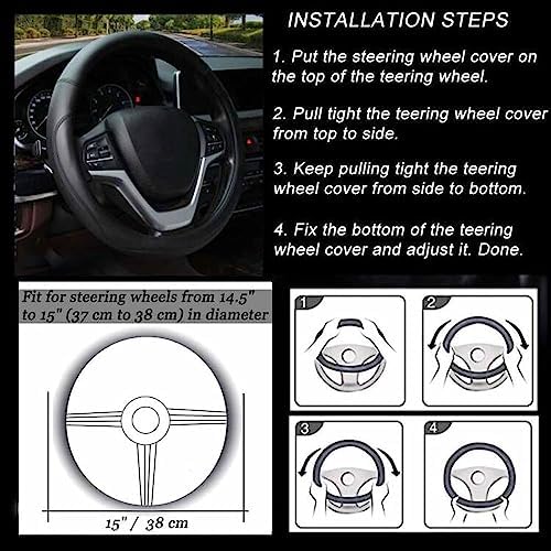 Valleycomfy Microfiber Leather Steering Wheel Covers Universal 15 inch - Image 6
