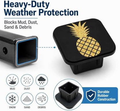 Trailer Hitch Covers Pineapple Gold Glitter, Heavy Duty 2 Inch Hitch Cover - Image 6