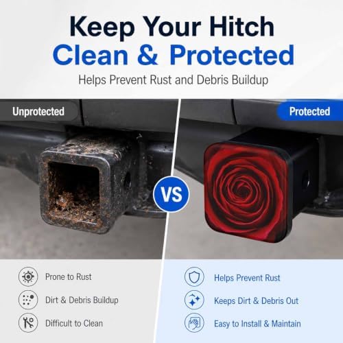 Red Rose Hitch Cover Receiver Tube Hitch Plug, Tool-Free Install Tow Hitch - Image 5