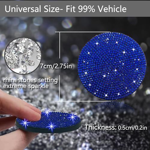 NBTEPEM 2pcs Bling Car Cup Holder Coaster, 2.75 inch Anti-Slip Shockproof - Image 2
