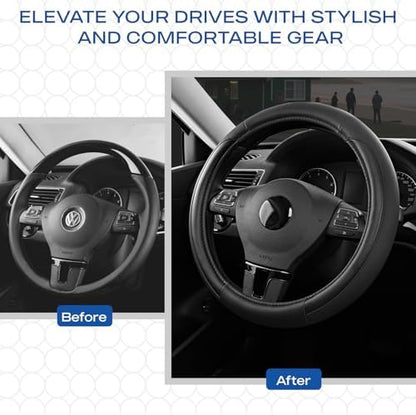 Skechers Steering Wheel Cover Memory Foam, Luxury Leather Steering Wheel Covers - Image 5