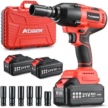 AOBEN Cordless Impact Wrench 1/2 Inch, Power Impact Gun Kit, Max by AOBEN