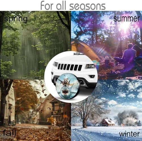Raccoon Riding On Shark Spare Tire Cover - Image 5