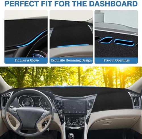 FIILINES Dash Cover for 2011 2012 2013 2014 Hyundai Sonata, Dashboard Cover Mat - Image 4