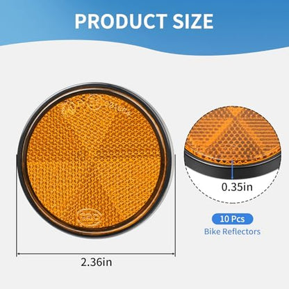 10 Pack 2.36inch Safety Reflectors Yellow Round Self-Adhesive Reflectors - Image 3
