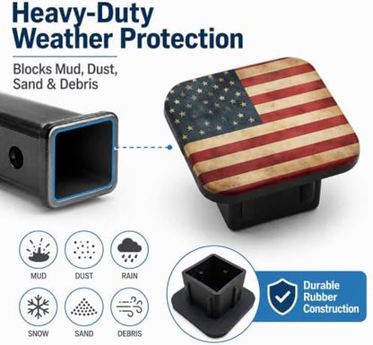 Trailer Hitch Covers Vintage American Flag Heavy Duty 2 Inch Hitch Cover - Image 6