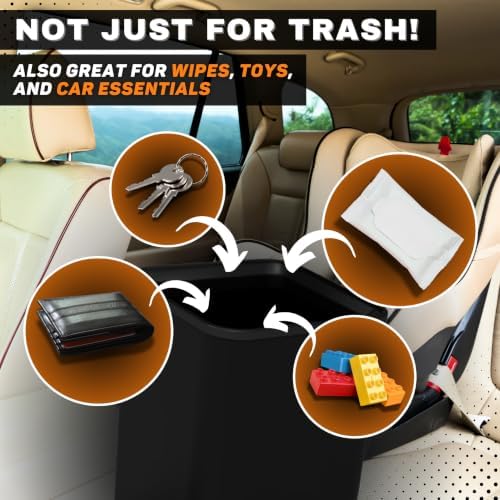 Car Trash Can for Vehicles Leakproof Compact Garbage Bin w/Stability Flap - Image 6