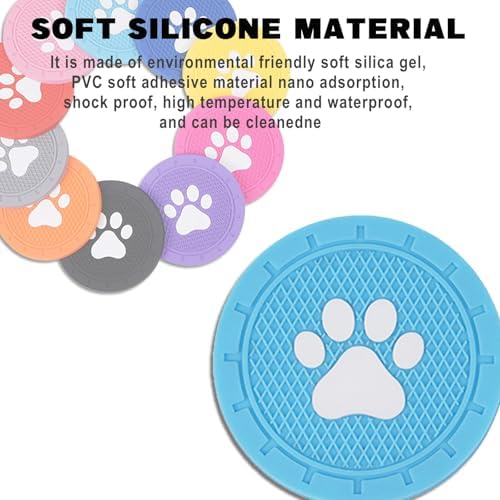 4 Pack Car Cup Holder Coasters, Dog Paw Insert Car Cup Coaster, 2.75 Inch Anti - Image 6
