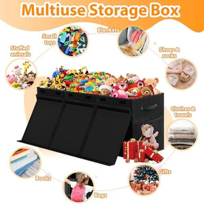 Large Toy Storage Box with Lid, Collapsible Kids Toy Chest - Image 4