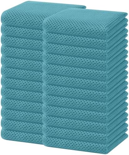 Homaxy 100% Cotton Waffle Weave Kitchen Dish Towels 24-Pack, Lake Blue by Homaxy