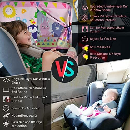 Car Window Shade for Baby, Cute Patterns Car Window Curtains for Sun Glare Block - Image 4