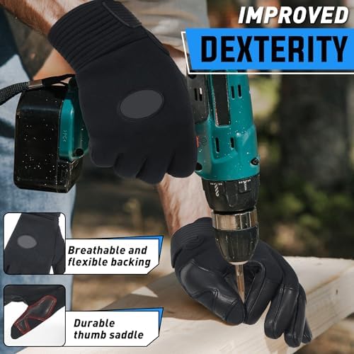 HANDLANDY Work Gloves for Men & Women, Utility Mechanic Working Gloves Touch - Image 3