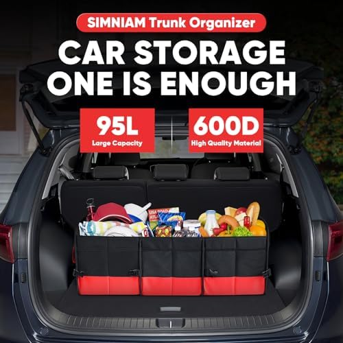 Simniam Large Trunk Organizer for Car, Foldable Multi Compartment Car Trunk - Image 2