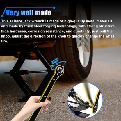 Auto Jack Ratchet Wrench, 360° Swivel Labor-Saving Jack Lug Wrench, Scissor - Image 5