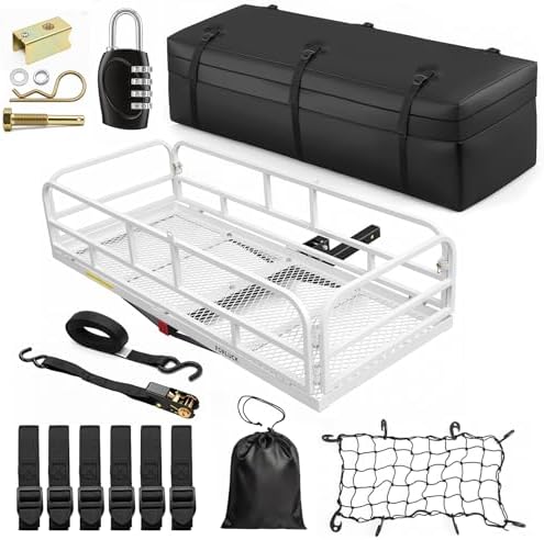 Forluck 60"x24"x14" Folding Hitch Mount Cargo Carrier, 500 lbs Capacity Heavy by Forluck