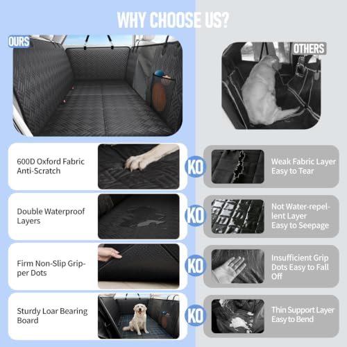 Dog Car Seat Cover for Back Seat, Hard Bottom Back Seat Extender for Dog - Image 5