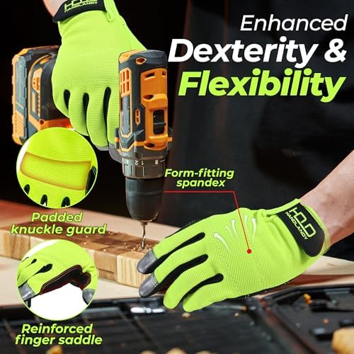 HANDLANDY Work Gloves for Men & Women, Utility Mechanic Working Gloves Touch - Image 3