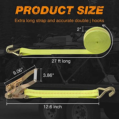 Ratchet Tie Down Strapa 2-Pack 2in x 27ft - Image 2