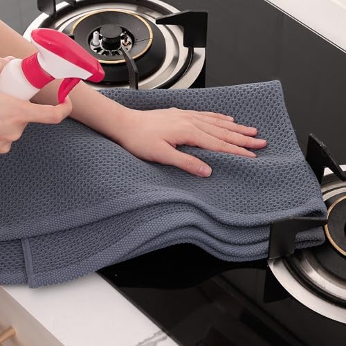 Homaxy 100% Cotton Oversized Waffle Weave Kitchen Towels 12-Pack, Dark Grey - Image 5