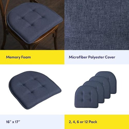 Sweet Home Collection Chair Cushion Memory Foam Pads Tufted Slip Non Skid - Image 6
