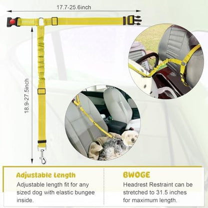 BWOGUE Dog Seat Belt for Car, Headrest Restraint Bungee Lead - Image 3