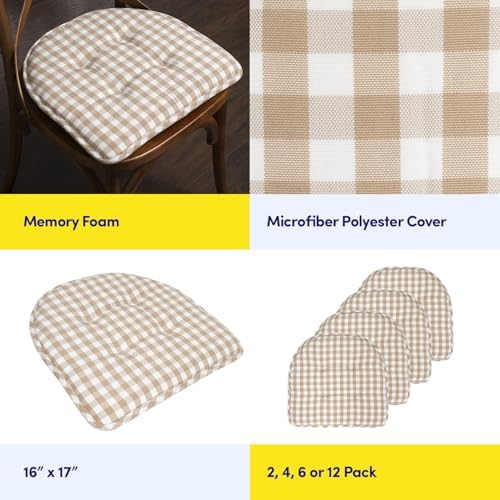 Sweet Home Collection Chair Cushion Memory Foam Pads Tufted Slip Non Skid - Image 6