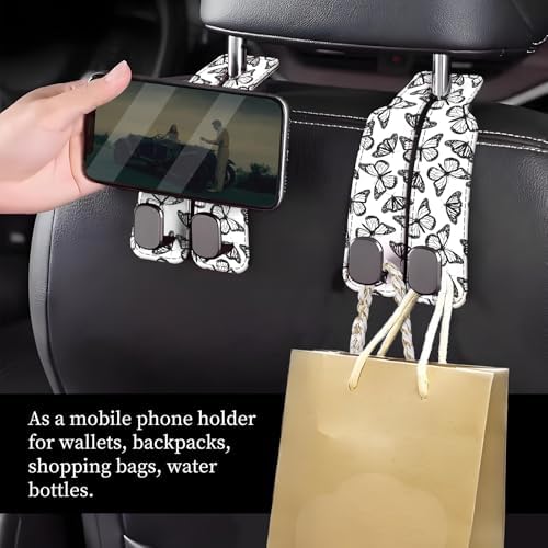 Car Seat Headrest Hook, Universal Leather Cute Hanger Holder Hook, Storage - Image 2