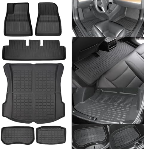SUPER LINER Tesla Model 3 Floor Mats 2021 2022 2023 All-Weather TPE 6Pcs by SUPERLINER