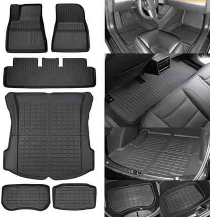 SUPER LINER Tesla Model 3 Floor Mats 2021 2022 2023 All-Weather TPE 6Pcs by SUPERLINER