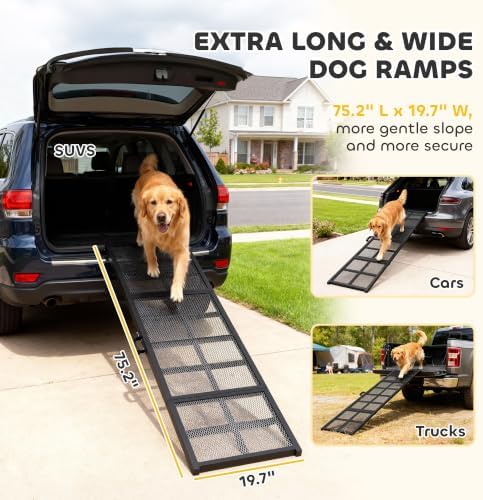 PawHut Dog Ramp for Car 75" x 20" Large Folding Pet Ramp for Large Dogs - Image 5