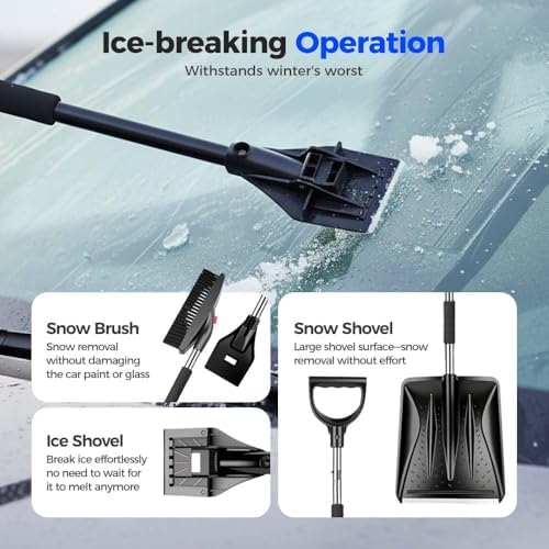 3 in 1 Car Snow Brush, Ice Scraper, Telescoping Snow Shovel - Image 4