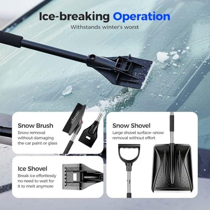 3 in 1 Car Snow Brush, Ice Scraper, Telescoping Snow Shovel - Image 4