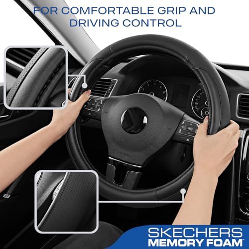 Skechers Steering Wheel Cover Memory Foam, Luxury Leather Steering Wheel Covers - Image 6