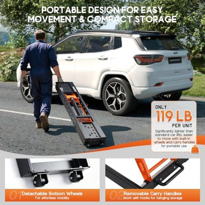 SPECRAFT 7000LBS Orange Portable Hydraulic Car Lift, Home Garage - Image 6