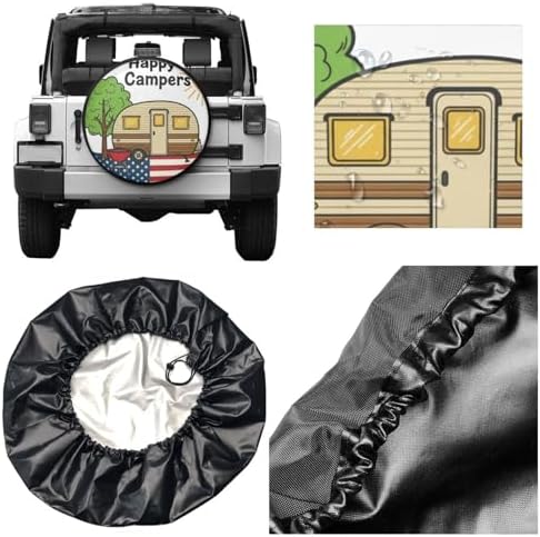 Campers American Flag Spare Tire Cover Wheel Protector Universal Fit - Image 5