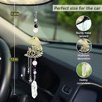 Car Rear View Mirror Witchy Accessories Hanging Car Ornament, Mushroom Rearview - Image 3