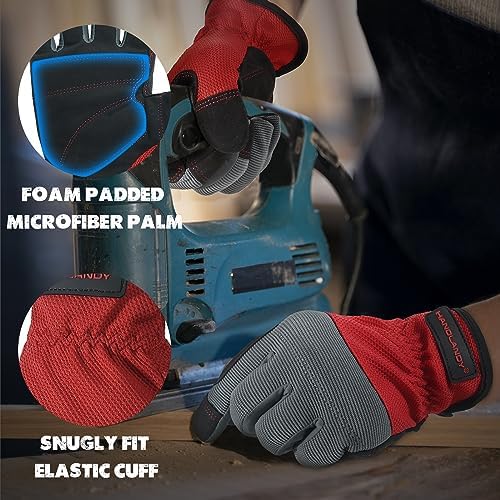 HANDLANDY Work Gloves for Men & Women, Utility Mechanic Working Gloves Touch - Image 2