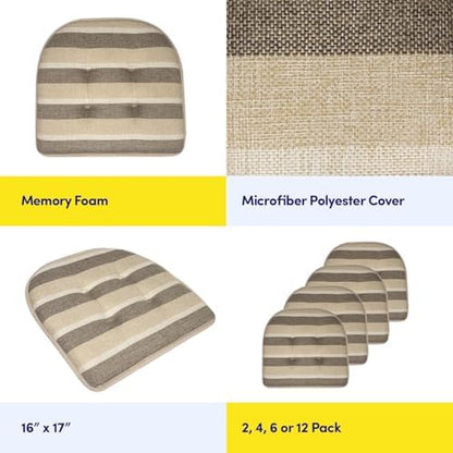 Sweet Home Collection Chair Cushion Memory Foam Pads Tufted Slip Non Skid - Image 6